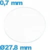 Verre 27,8 mm circulaire plat de montre verre minéral