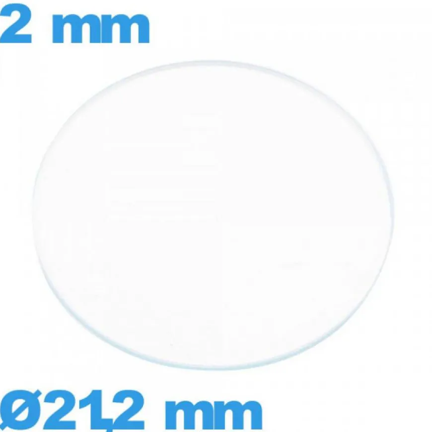 Verre 21,2 mm circulaire plat de montre en verre minéral