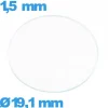 Verre 19,1 mm circulaire plat de montre en verre minéral
