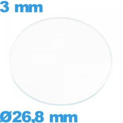 Verre 26,8 mm circulaire plat de montre verre minéral
