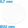 Verre 22 mm circulaire plat de montre en verre minéral