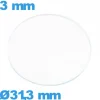 Verre 31,3 mm circulaire plat de montre en verre minéral