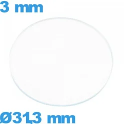 Verre 31,3 mm circulaire plat de montre en verre minéral