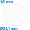 Verre 21,1 mm circulaire plat de montre verre minéral