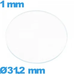 Verre 31,2 mm circulaire plat de montre verre minéral