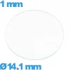Verre 14,1 mm circulaire plat montre verre minéral