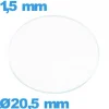 Verre 20,5 mm circulaire plat montre verre minéral