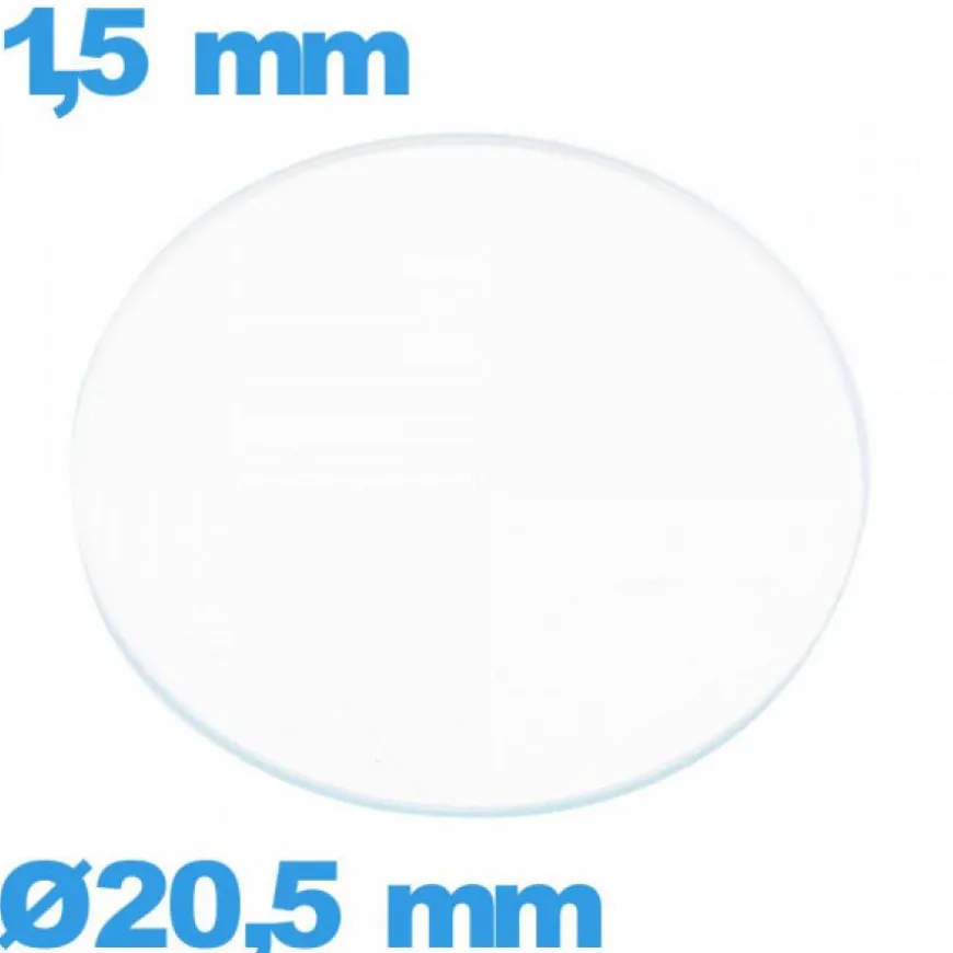 Verre 20,5 mm circulaire plat montre verre minéral