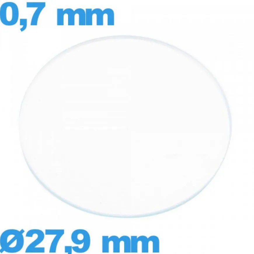 Verre 27,9 mm circulaire plat pour montre verre minéral
