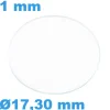 Verre 17,30 mm Circulaire Plat Saphir pour montre épaisseur 1 mm résistant aux rayures