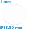 Verre 18,8 mm Circulaire Plat Saphir pour montre épaisseur 1 mm inrayable