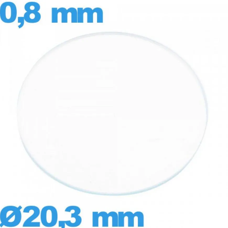 Verre 20,3 mm circulaire pour montre verre minéral