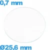 Verre 25,6 mm de montre en verre minéral circulaire