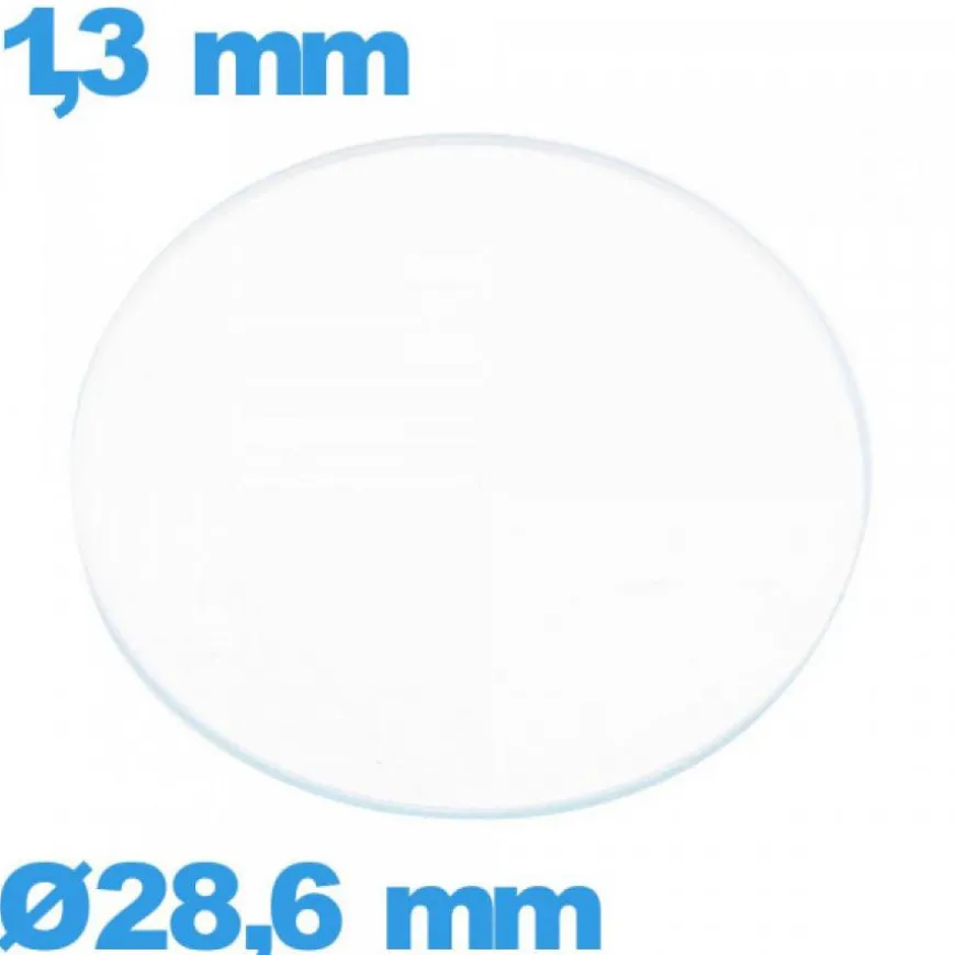 Verre 28,6 mm de montre plat circulaire en verre minéral