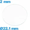 Verre 22,1 mm de montre plat circulaire en verre minéral