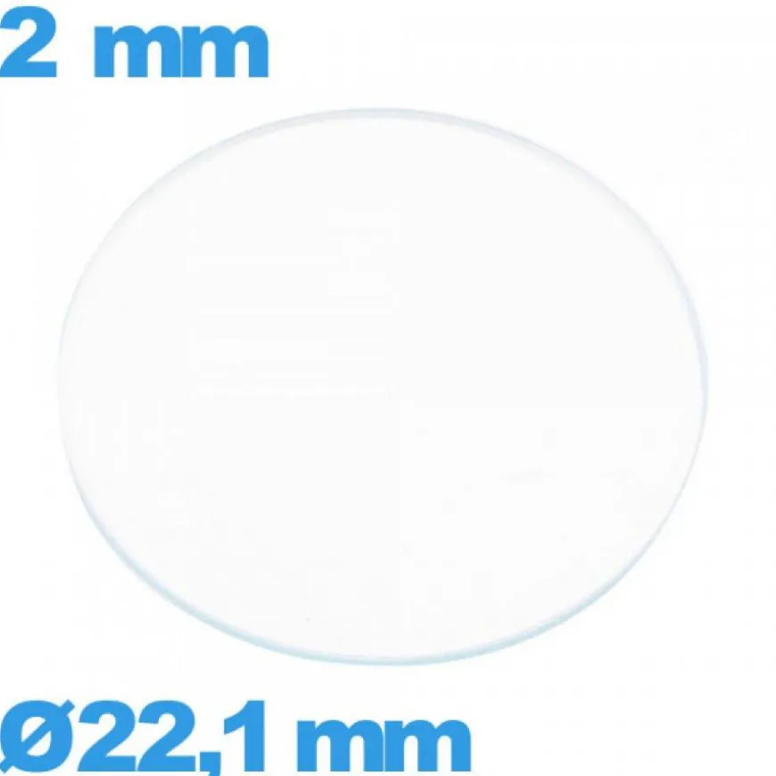 Verre 22,1 mm de montre plat circulaire en verre minéral