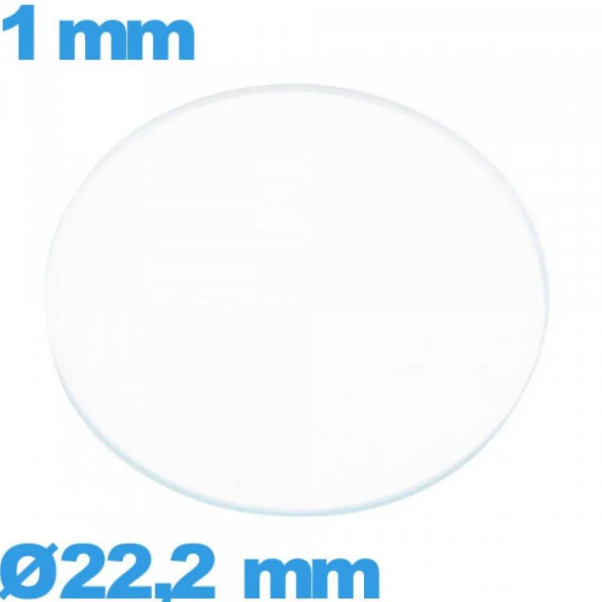 Verre 22,2 mm de montre plat circulaire verre minéral