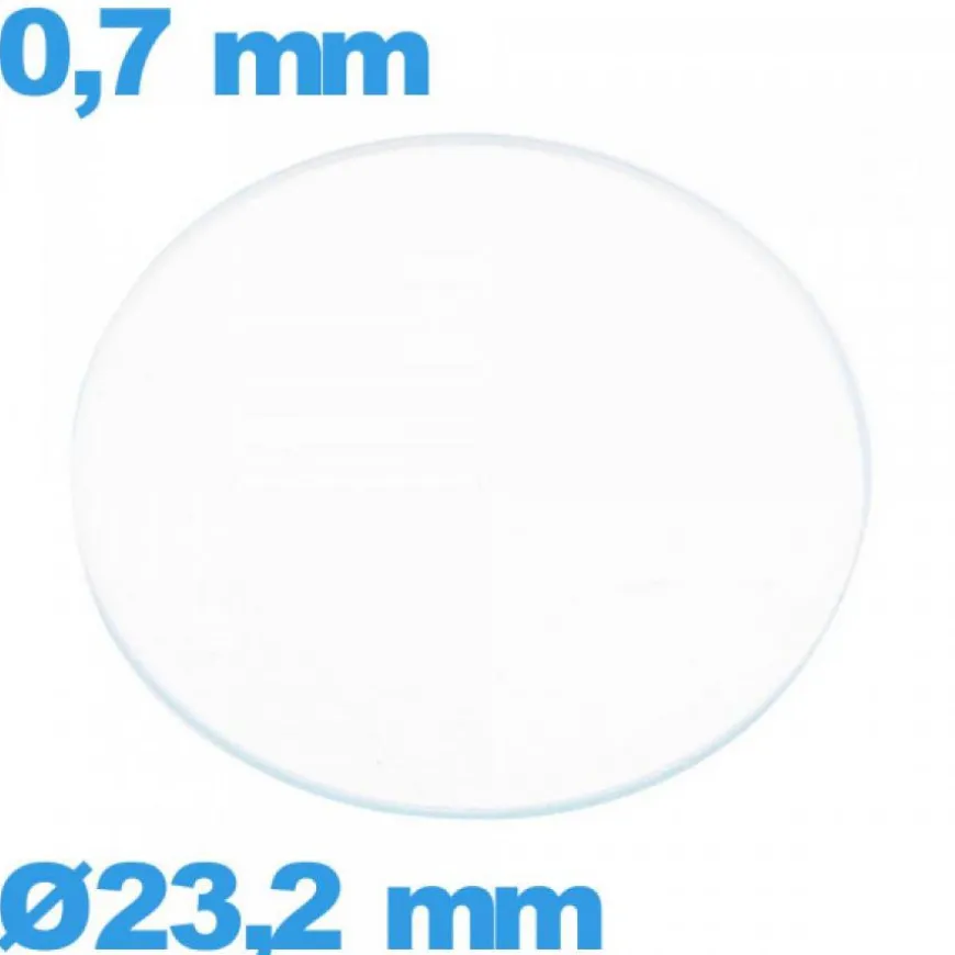 Verre 23,2 mm de montre plat circulaire en verre minéral
