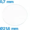 Verre 21,6 mm de montre plat circulaire en verre minéral