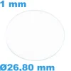 Verre 26,80 mm de montre Saphir Plat Circulaire épaisseur 1 mm inrayable