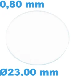 Verre 23 mm de montre Saphir Plat Circulaire épaisseur 0,80 mm inrayable
