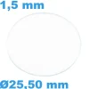 Verre 25,50 mm de montre Saphir Plat Circulaire épaisseur 1,5 mm résistant aux rayures
