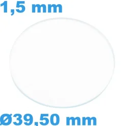 Verre 39,5 mm de montre Saphir Plat Circulaire épaisseur 1,5 mm résistant aux rayures