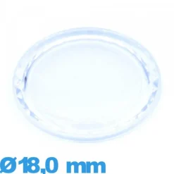 Verre 18,0 mm à facettes saphir montre en Plastique Circulaire