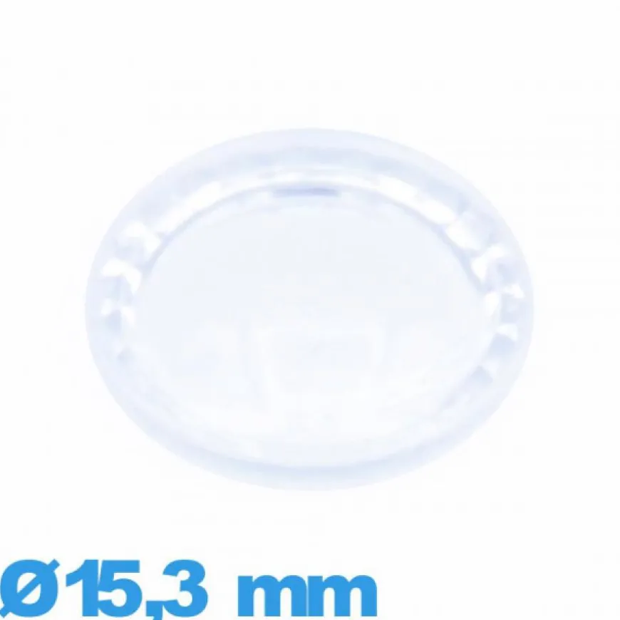 Verre 15,3 mm à facettes saphir pour montre Plastique Circulaire