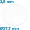 Verre 27,7 mm montre en verre minéral circulaire