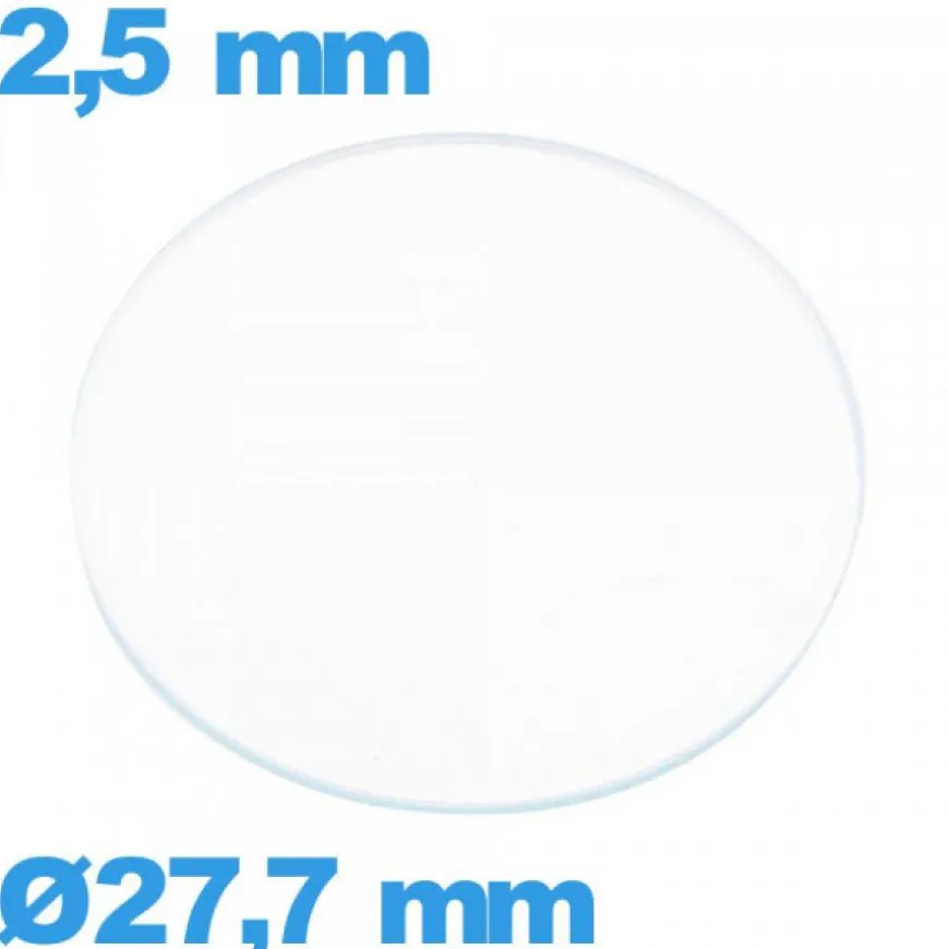 Verre 27,7 mm montre en verre minéral circulaire