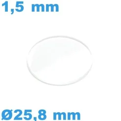 Verre 25,8*1,5 mm montre minéral biseauté plat