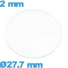 Verre 27,7 mm montre plat circulaire verre minéral