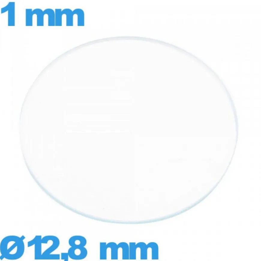 Verre 12,8 mm montre plat circulaire verre minéral