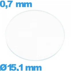Verre 15,1 mm montre verre minéral circulaire