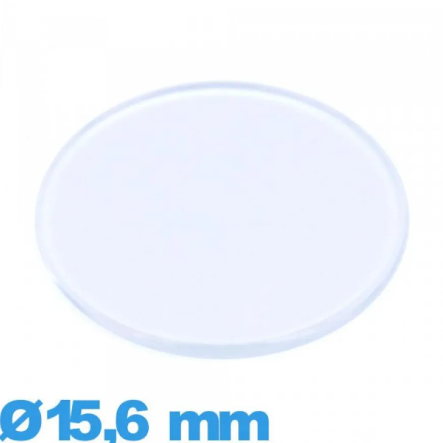 Verre 15,6 mm plat et fin pour montre plexiglas Circulaire
