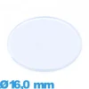 Verre 16,0 mm plat et fin pour montre en acrylique Circulaire