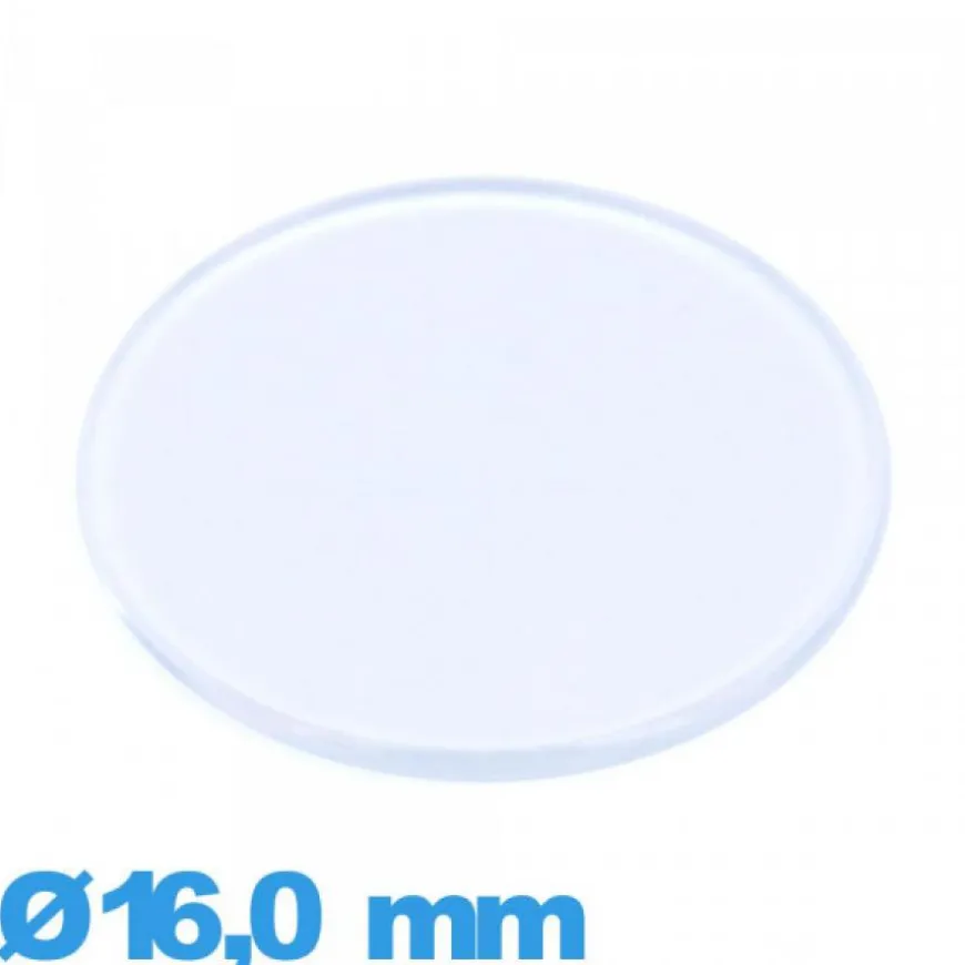 Verre 16,0 mm plat et fin pour montre en acrylique Circulaire