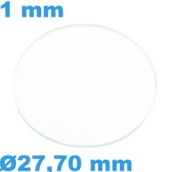 Verre 27,70 mm Plat Saphir de montre Circulaire épaisseur 1 mm résistant aux rayures