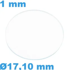 Verre 17,10 mm Plat Saphir de montre Rond épaisseur 1 mm résistant aux rayures