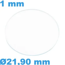 Verre 21,9 mm Plat Saphir de montre Rond épaisseur 1 mm inrayable