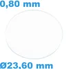 Verre 23,60 mm Plat Saphir de montre Circulaire épaisseur 0,80 mm inrayable