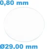 Verre 29 mm Plat Saphir de montre Circulaire épaisseur 0,80 mm résistant aux rayures