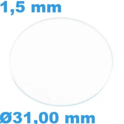 Verre 31 mm Plat Saphir de montre Circulaire épaisseur 1,5 mm résistant aux rayures