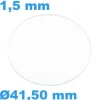 Verre 41,5 mm Plat Saphir de montre Rond épaisseur 1,5 mm inrayable