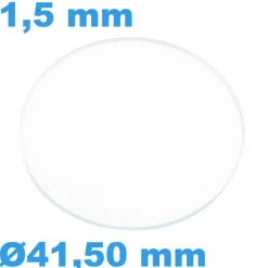 Verre 41,5 mm Plat Saphir de montre Rond épaisseur 1,5 mm inrayable