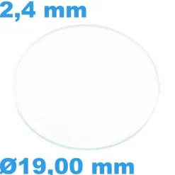 Verre 19 mm Plat Saphir pour montre Rond épaisseur 2,4 mm résistant aux rayures