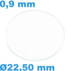 Verre 22,50 mm Plat Saphir Sternkreuz pour montre Rond épaisseur 0,9 mm inrayable