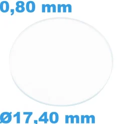 Verre 17,4 mm Plat Saphir Sternkreuz pour montre Rond épaisseur 0,80 mm inrayable