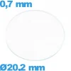 Verre 20,2 mm pour montre circulaire verre minéral